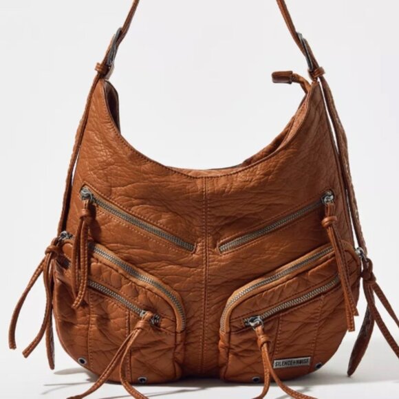 Silence + Noise Utility Washed Zippered Shoulder Bag : Brown - Picture 13 of 15